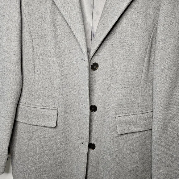 1 Madison Gray Wool Blend Tailored Long Coat Notched Collar Classic Chic XL - Picture 4 of 15
